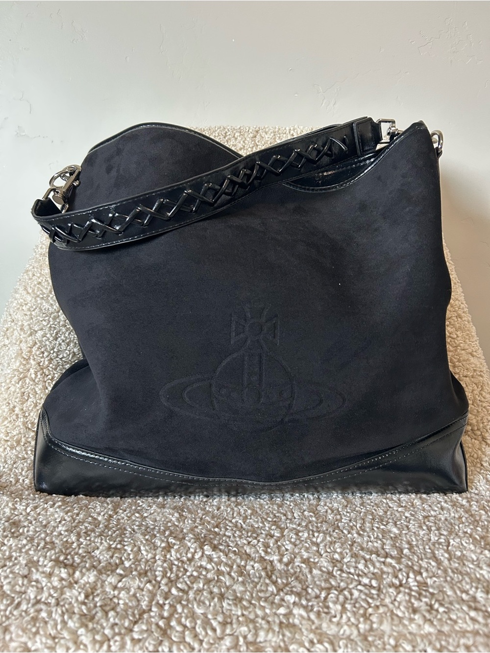 Black Suede Shoulder Bag - Designer-Inspired Women’s Tote